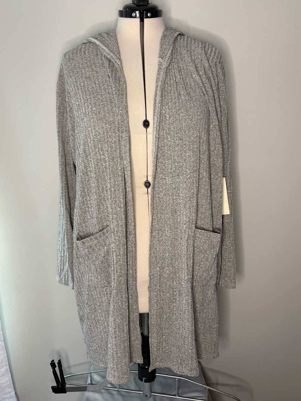 Double Zero Heather Gray Hooded Open-Front Cardigan